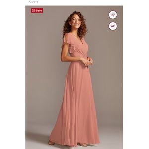 David’s Bridal Flutter Sleeve Full Skirt Bridesmaids Dress